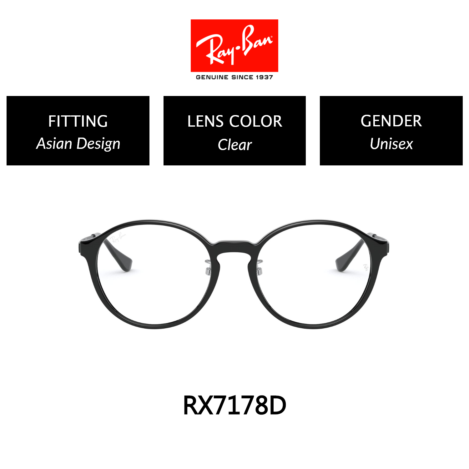 Ray-Ban PHANTOS  RX7178D 5725  Unisex Asian Fitting   Glasses  Size 51mm