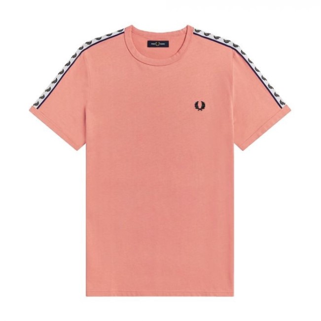 Fred Perry M6347 Taped Ringer T-Shirt for Men (Pink Peach)