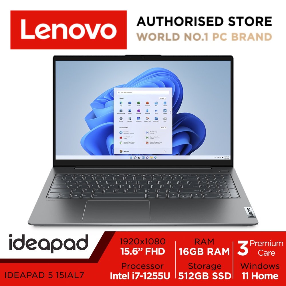 Lenovo IdeaPad 5 15IAL7 | 82SF0019SB | 15.6" FHD (1920x1080) IPS 300nits | Intel Core i7-1255U | GeForce MX550 | 16GB RAM | 512GB SSD | Win11 Home | 2Y Premium Care