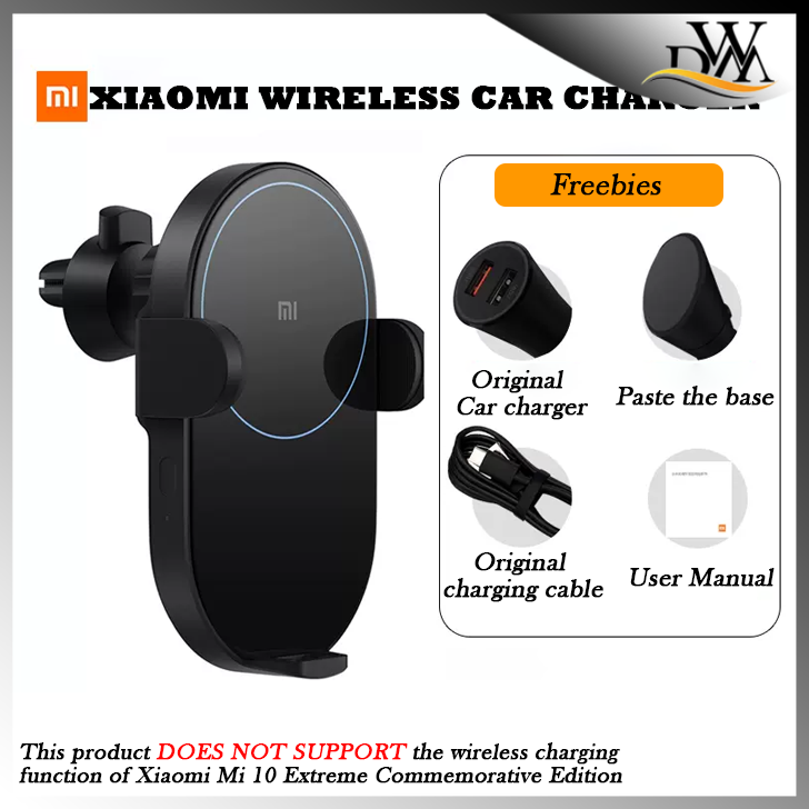 Original Xiaomi Mijia Wireless Car Charger 20W/50W Max Electric Auto Pinch 2.5D Glass Ring Lit