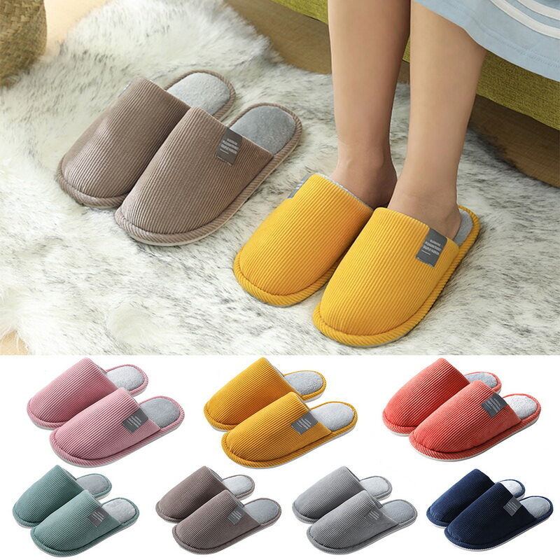 Warm Indoor Flat Anti-Slip Cotton Slippers Home Cotton Shoes