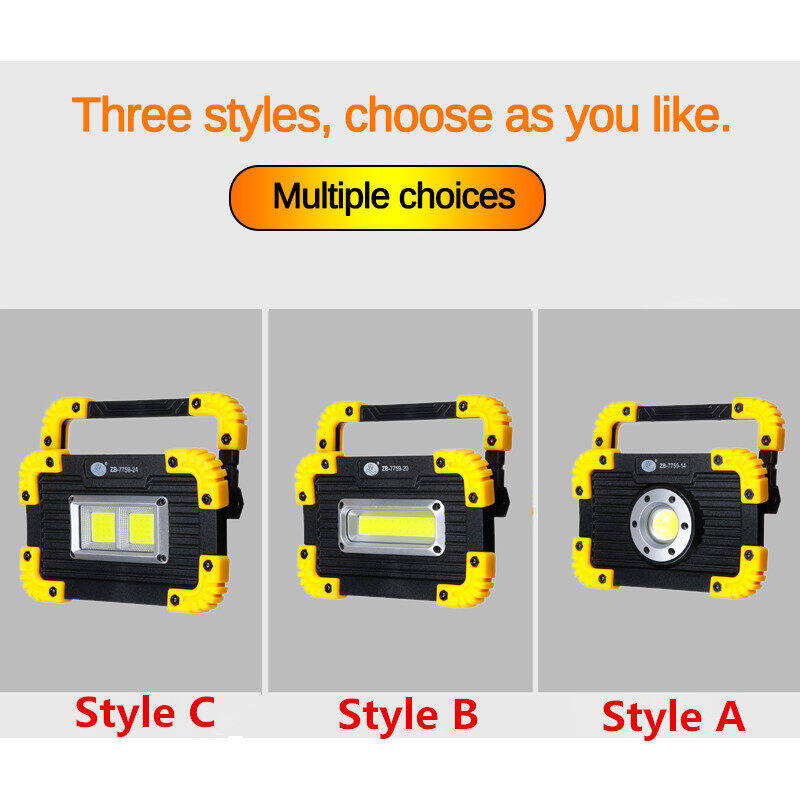 350W USB Rechargeable/Battery Type LED COB Work Light 3 Modes Waterproof Emergency Flood Lamp Floodlight Outdoor Camping Portable