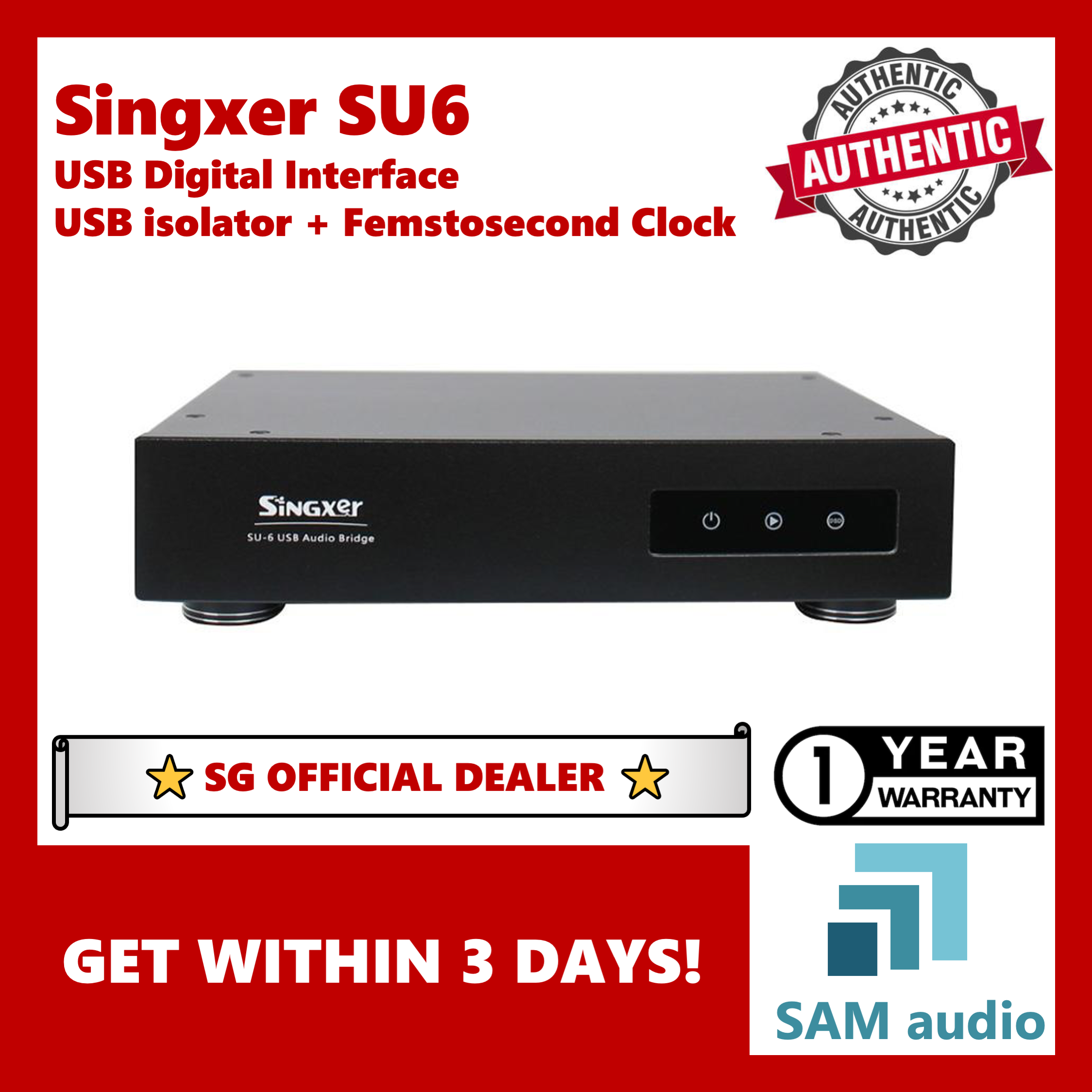 [SG] Singxer SU6 USB Digital Audio Interface, USB isolator, Femtosecond Clock