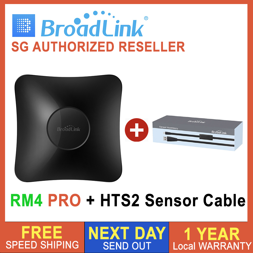 Broadlink RM4 Pro IR and RF Universal Remote, All in One WiFi Universal Remote Controller Smart Home Hub RM Pro 4 Bestcon RM4C Pro, Optional HTS2 Sensor Cable Works with Amazon Alexa Google Home [Loca