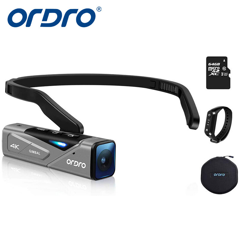ORDRO EP7 4K 60fps Full HD Head Mounted Vlog Camera Gimbal Anti-Shake Recorder  WiFi APP Control Camcorder