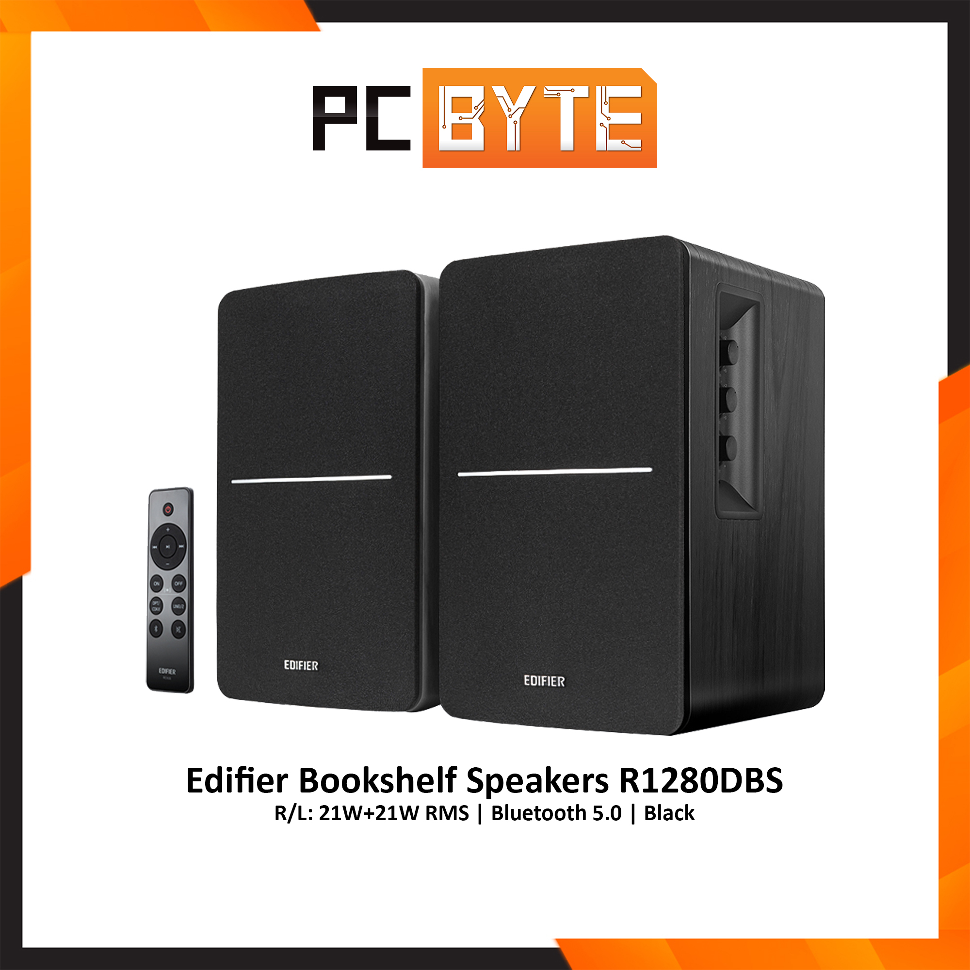 Edifier Bookshelf Speakers R1280DBS (R/L: 21W+21W RMS / Bluetooth 5.0 / Black)