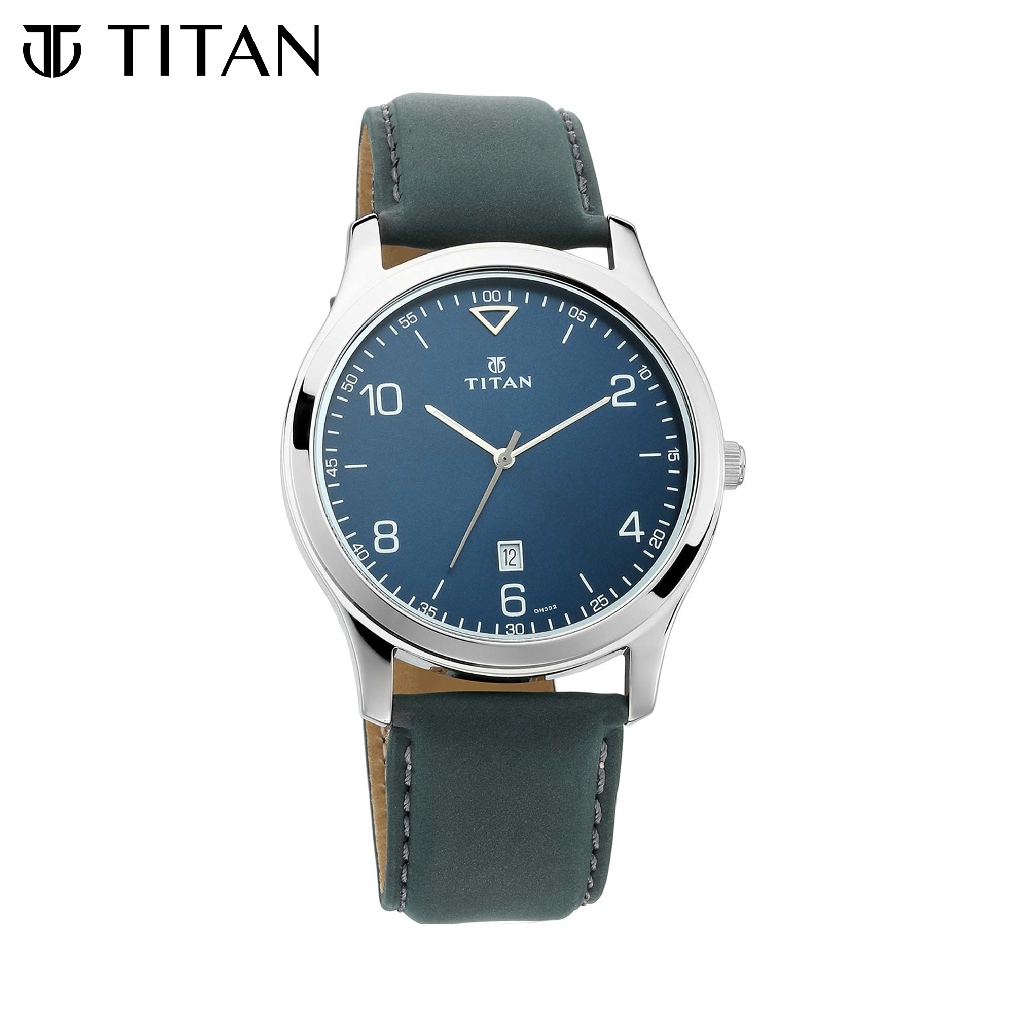 Titan Workwear Men's Watch with Blue Dial & Leather Strap 1770SL03