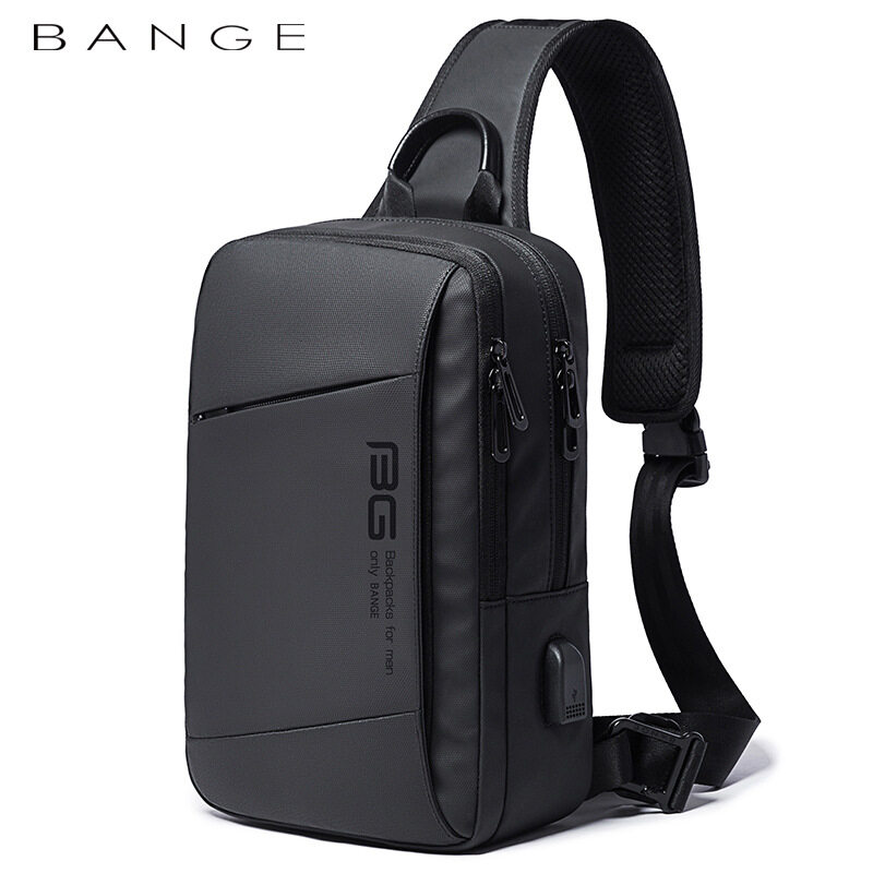 Korean Business Men's Anti-theft Sling Bags Waterproof Travel Shoulder Sling Chest Bag pack For Men with USB Port