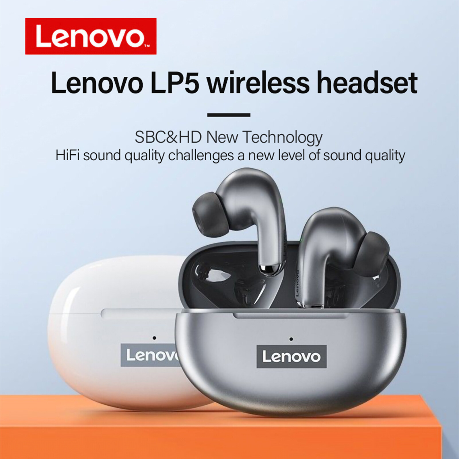 [Kitsmall] Lenovo LP5 Original Wireless Earphones Bluetooth V5.0 TWS Headphone In Ear Noise Reduction HD Sound Quality Sport Running Headset HD Stereo Touch Control Earpod Support iOS/Android Phones H