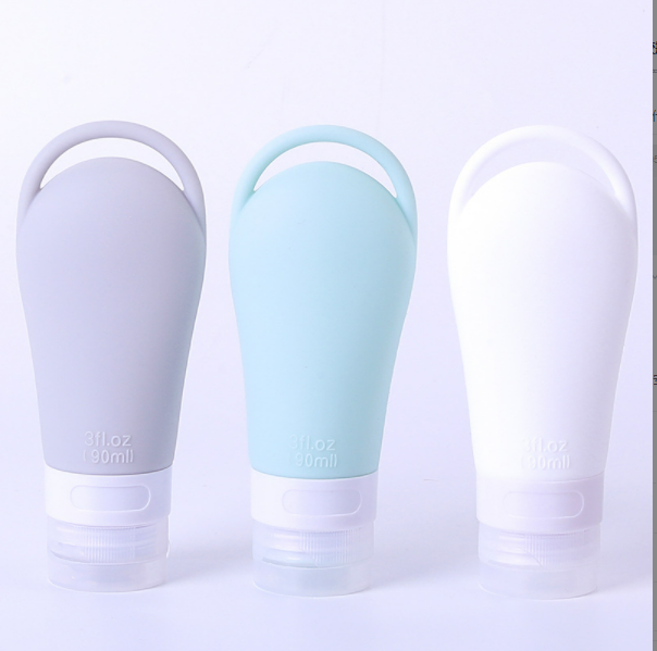 "SG SELLER" Silicone Travel Bottles Leak Proof Squeezable Travel Tubes Set with Keychain Refillable Containers for Shampoo Lotion Soap (3 Packs)