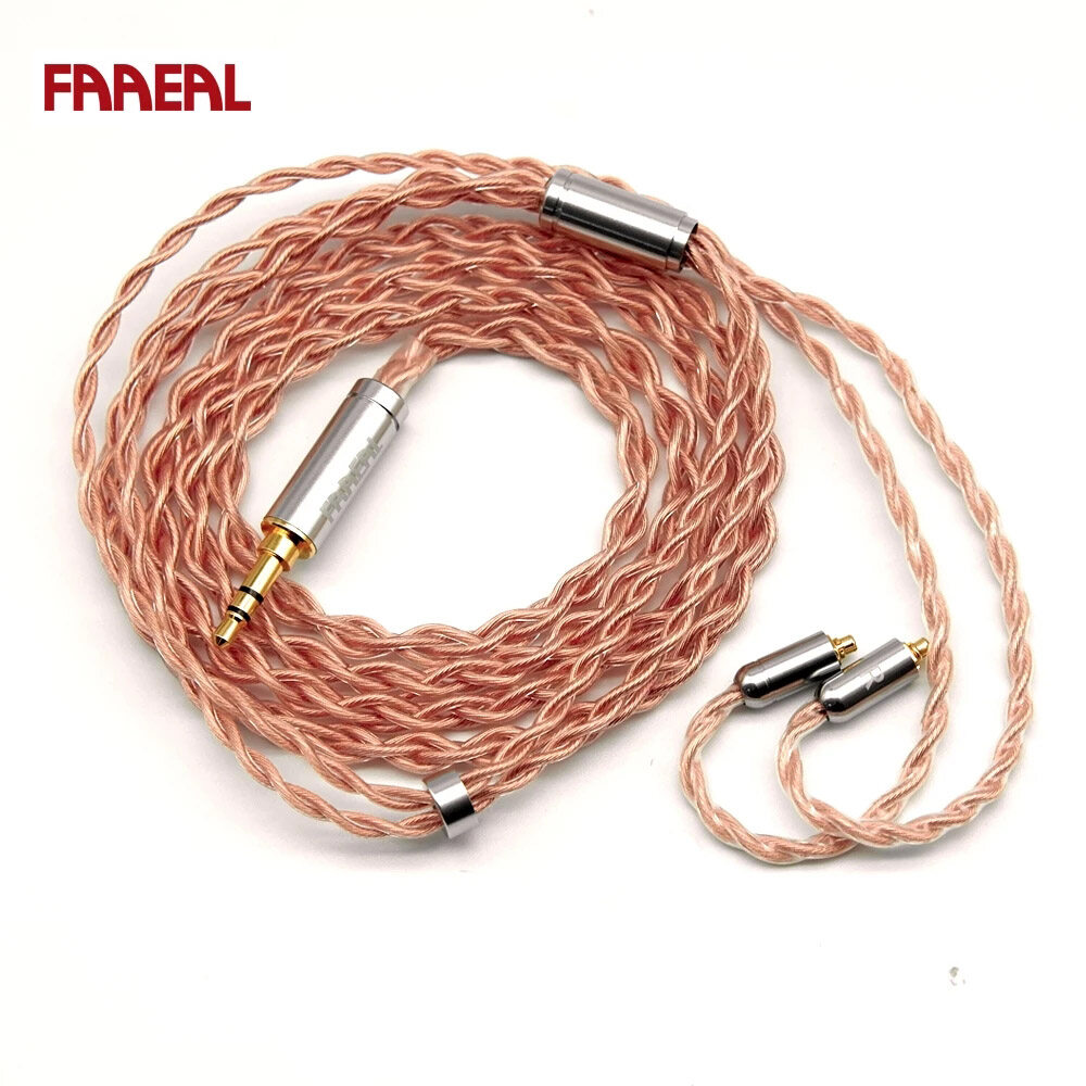 FAAEAL 4Core High Purity Copper cable with 2Pin/MMCX Connector 3.5/2.5/4.4mm Gold-plated plug Earphone Upgrade Cable For TFZ/TRN