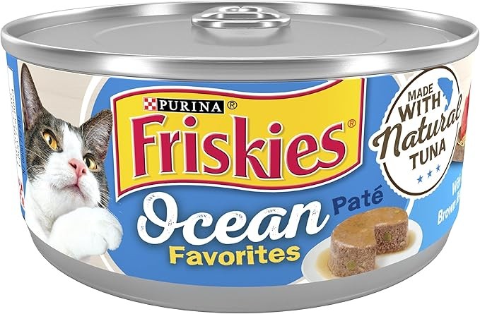 Purina Friskies Wet Cat Food Pate Ocean Favorites With Natural Tuna, Brown Rice and Peas - (Pack of 24) 5.5 oz. Cans