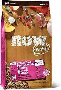 Now Fresh Dry Cat Food, Turkey, Salmon and Duck Recipe, 16 lbs - Grain Free Cat Food, Made with Real Meat and Fish